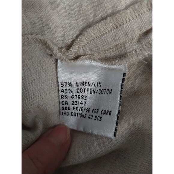 Talbots Linen/Cotton Women's Petite Large Beige Embroidered Button-Up Shirt - Picture 10 of 11